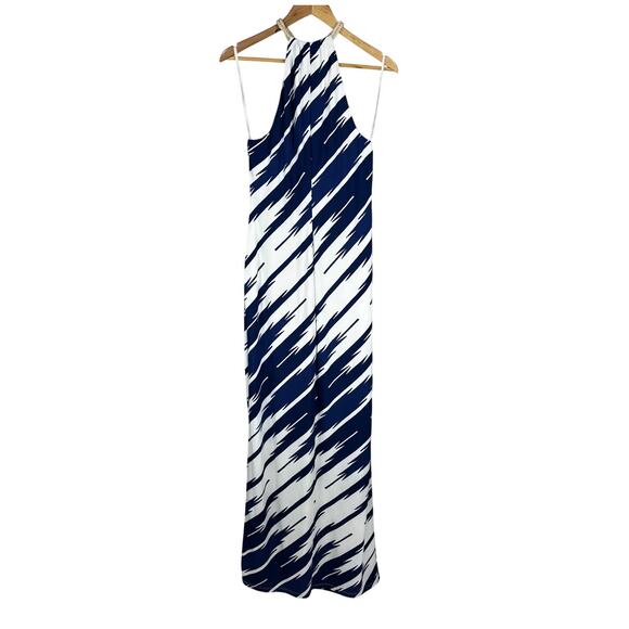 Lauren Ralph Lauren Print Jersey Halter Gown Blue White Women's Size 12 NWT NEW - Picture 2 of 12